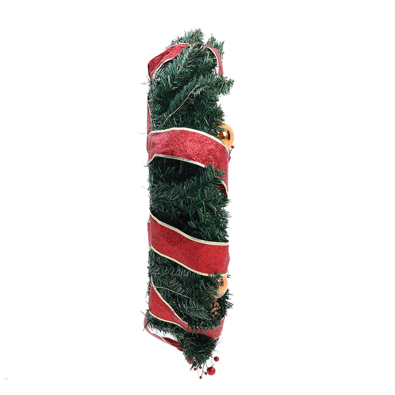 Livingandhome Red Ribbon Lighted Wreath Hanging Xmas Decor