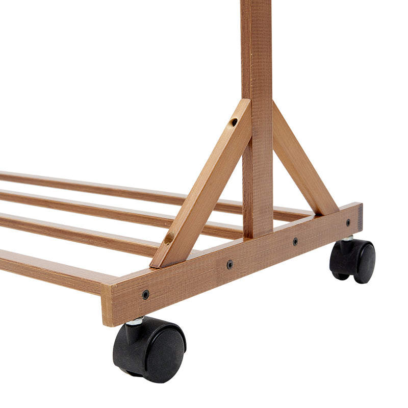 Lifeideas Bamboo Garment Hat Rack with Wheels