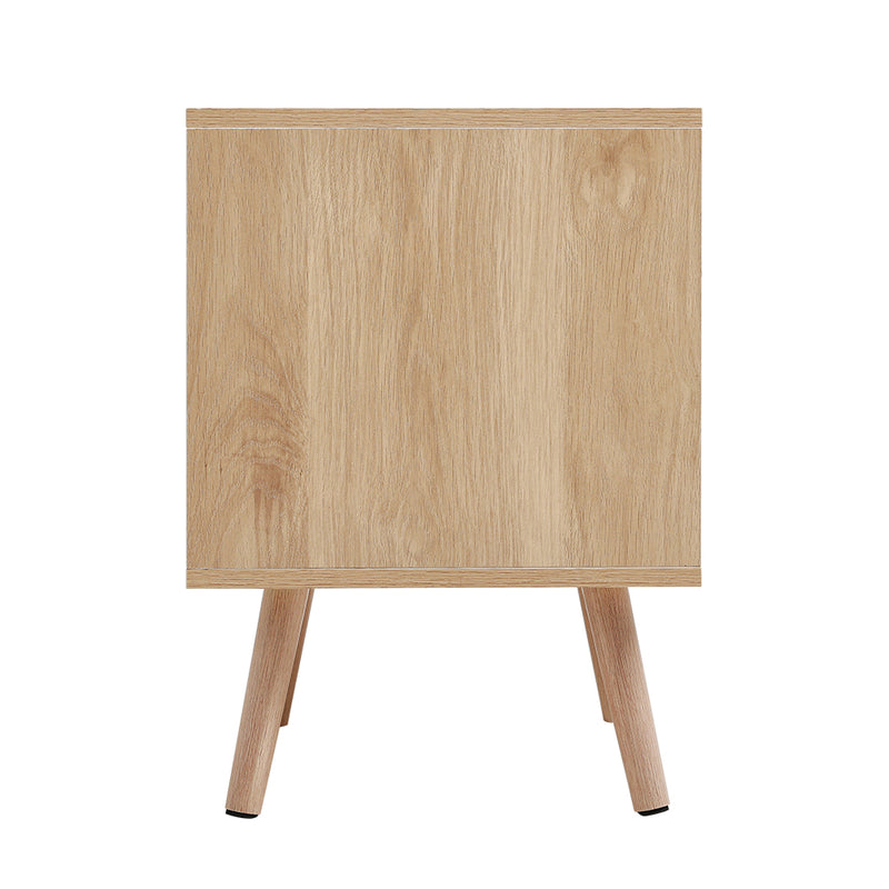 Cottonfy UK 2 Pack Wood And Rattan Bedside Cabinet