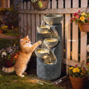 Outsunny 5 Tier Garden Water Feature, Outdoor Water Fountain With LED Lights