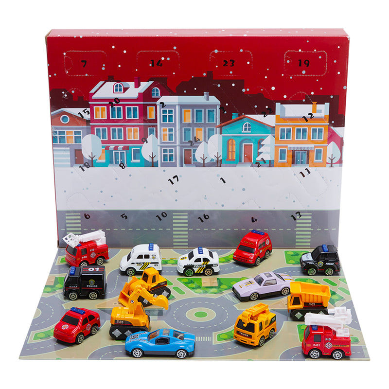 Kidkid Christmas Advent Calendar with 24 Pull-Back Car Toys