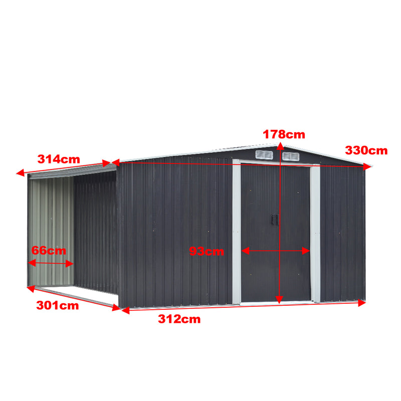 Breeins Steel Garden Shed with Log Storage