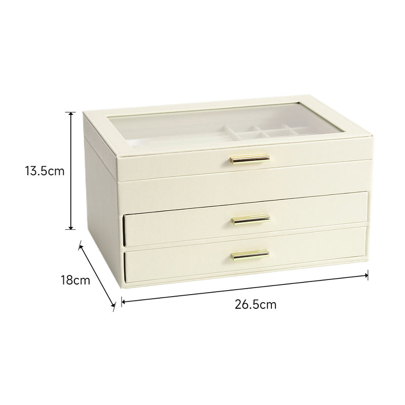 Sheonly PU Leather 3-Tier Jewellery Box Organizer with Drawers