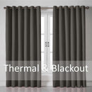 Linen Look Ring Top Blackout Curtains