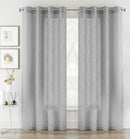 Pair of Crete Silver Luxury Linen Look Sheer Panels with Eyelet Header