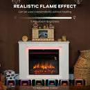 HOMCOM 1000W/2000W Inset Electric Fire and Mantel Reach up to 30 mÂ², White