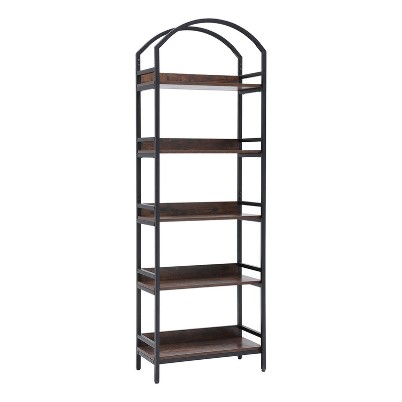 Livingandhome 5-Tier Arched Wooden Bookcase Storage Shelf