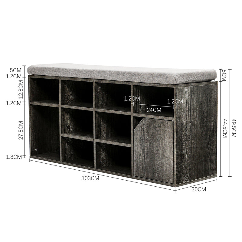 Livingandhome Grey Padded Shoe Storage Bench