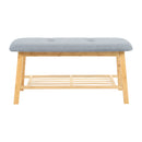 Livingandhome Bamboo Shoe Storage Bench for Hallway