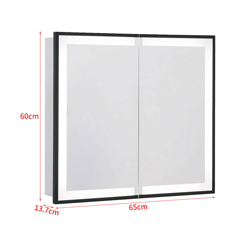 Livingandhome Modern Black LED Wall-Mount Mirror Cabinet