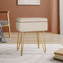 Livingandhome Rectangle Upholstered Storage Ottoman Vanity Stool
