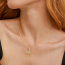 Modishion Round Tree Pendant Necklace In Copper With Cubic Zirconia Accents