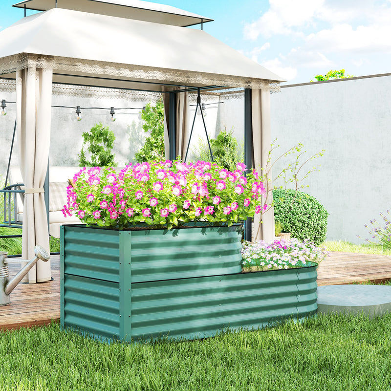 Outsunny 2-Tier Galvanised Raised Garden Bed with Safety Edging