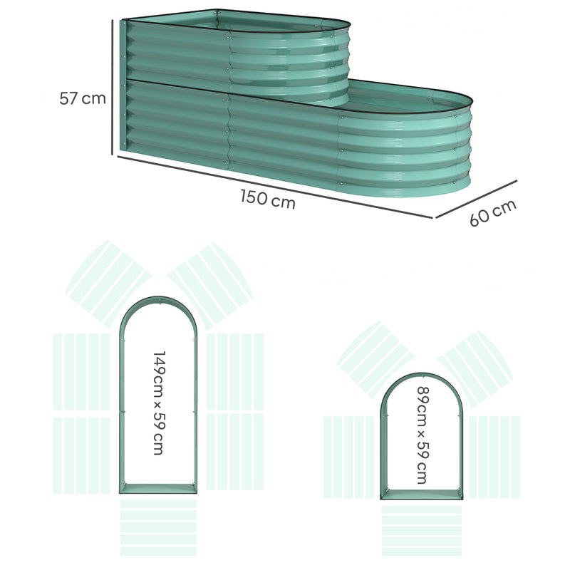 Outsunny 2-Tier Galvanised Raised Garden Bed with Safety Edging
