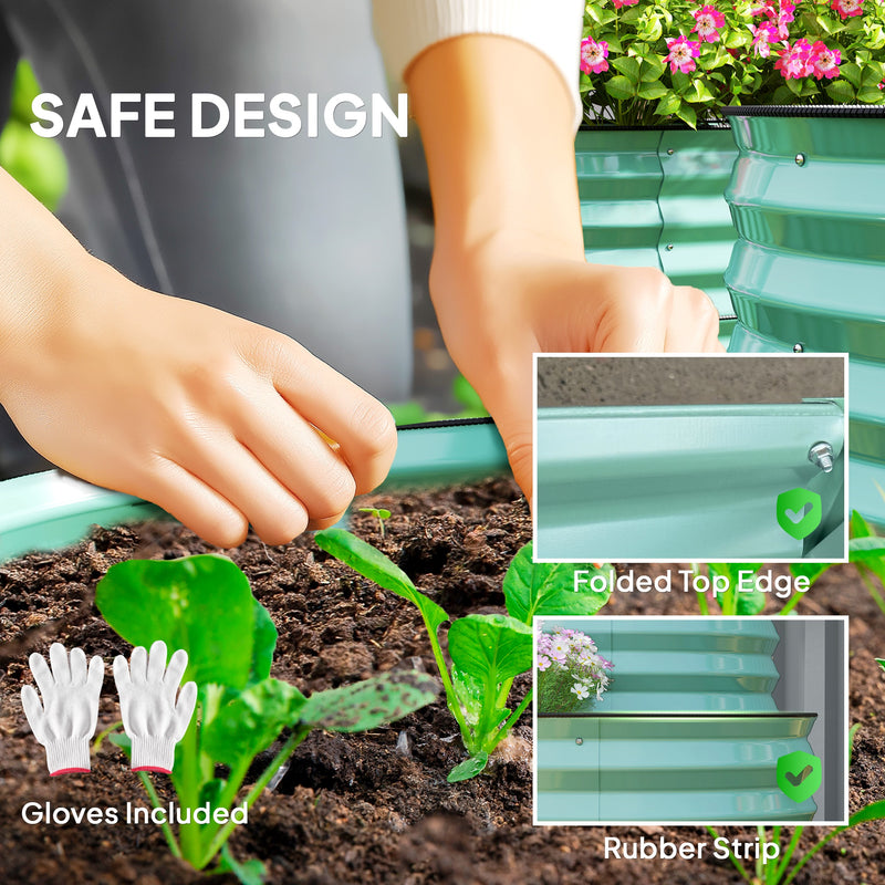 Outsunny 2-Tier Galvanised Raised Garden Bed with Safety Edging