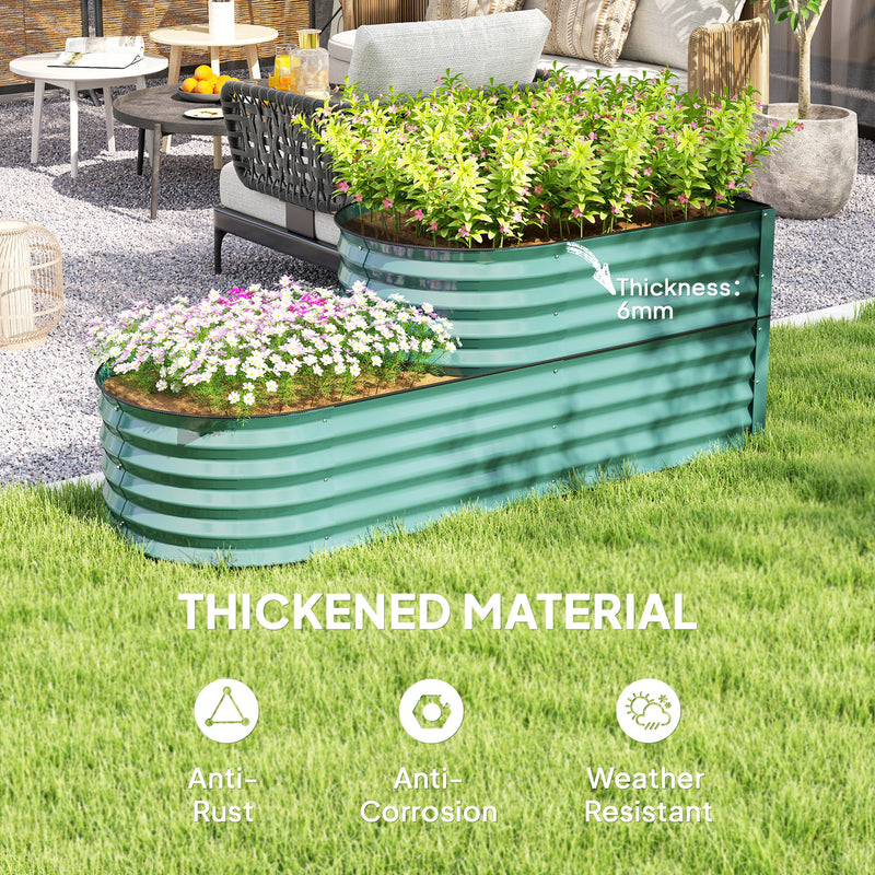 Outsunny 2-Tier Galvanised Raised Garden Bed with Safety Edging