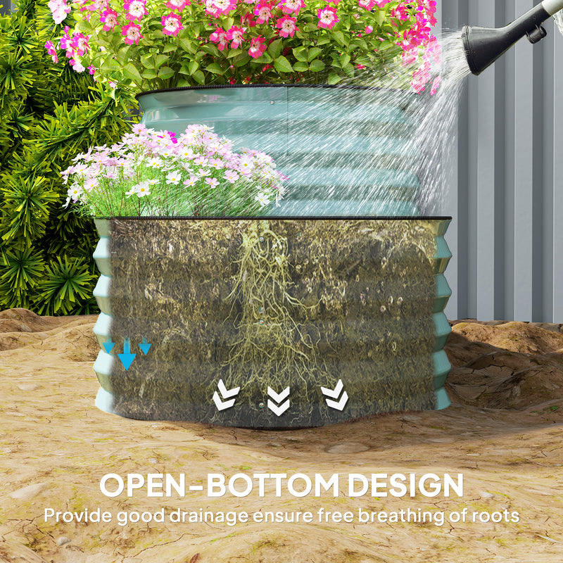 Outsunny 2-Tier Galvanised Raised Garden Bed with Safety Edging