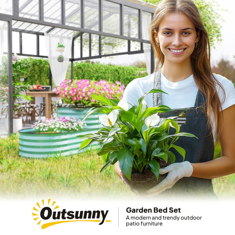 Outsunny 2-Tier Galvanised Raised Garden Bed with Safety Edging