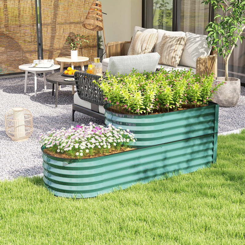 Outsunny 2-Tier Galvanised Raised Garden Bed with Safety Edging