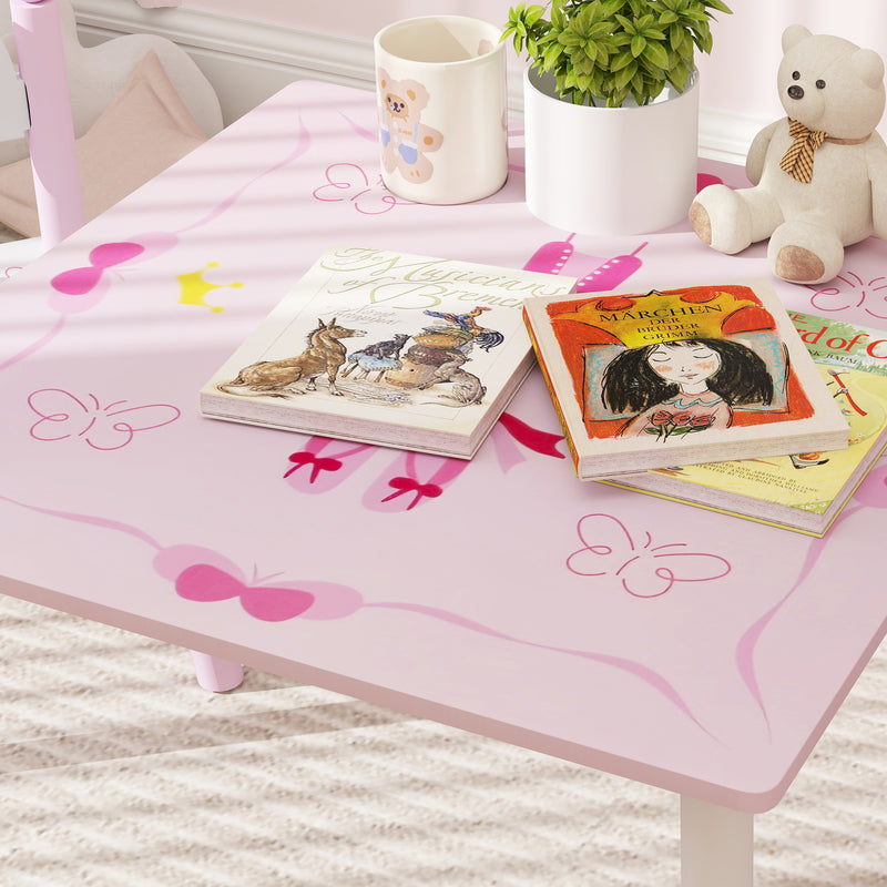 AIYAPLAY Princess Design Toddler Table and 2 Chairs Set, for Playroom