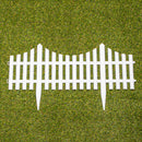 33cm Set of 4 White Plastic Picket Fence Garden Edging with Wood Effect