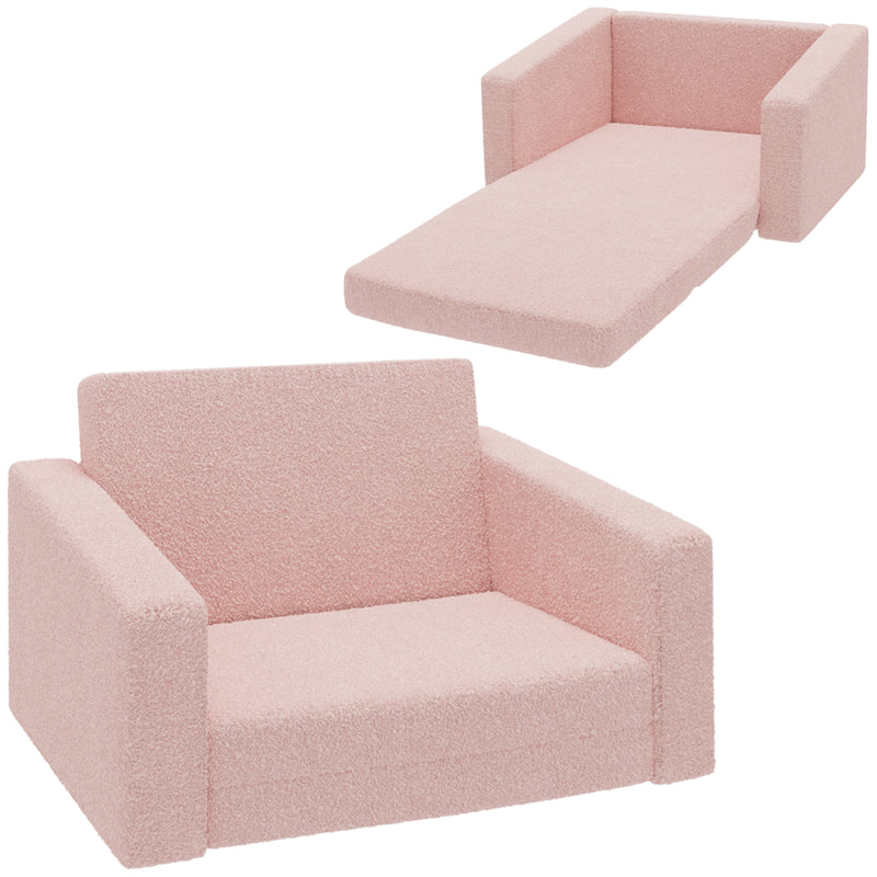 AIYAPLAY 2 in 1 Kids Chair Recliner with Washable Cushion, Cover, Pink