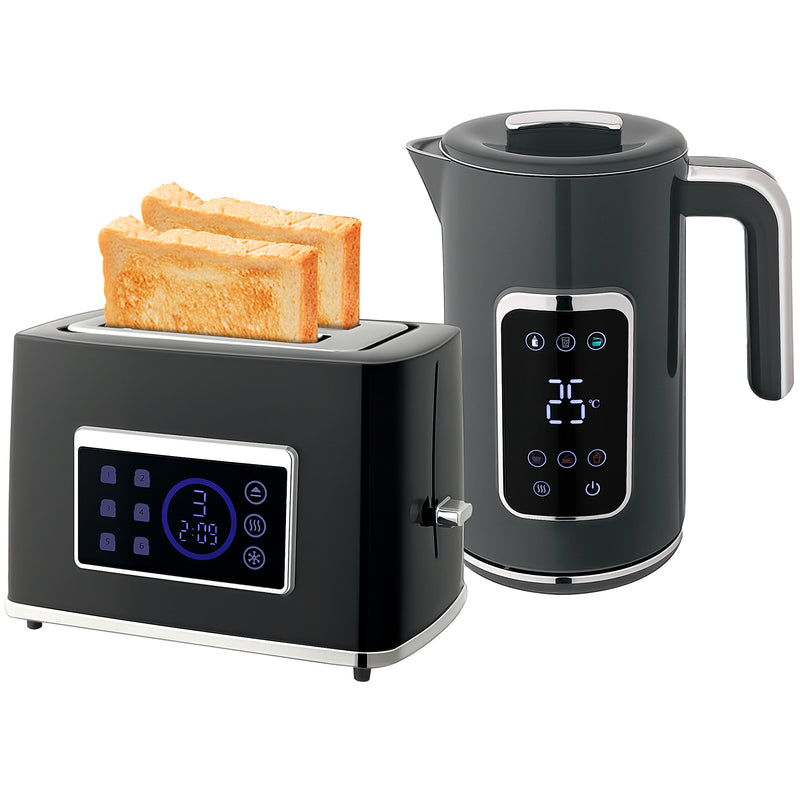 HOMCOM 1.7L 3000W Rapid Boil Kettle and 2 Slice Toaster Set Crumb Tray