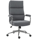 HOMCOM Linen Fabric Office Desk Chair With Tilt Function, Charcoal Grey
