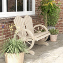 Outsunny 2 Seater Garden Bench w/ Wheel-Shaped Armrests Natural Wood