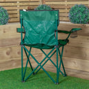 Outdoor Green Folding Camping Chair With Armrests & Cupholder