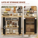 HOMCOM Kitchen Island With Storage Cabinet And Spice Rack, Black & Natural