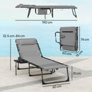 Outsunny Folding Sun Loungers With 5-Level Back, Cup Holder, Grey