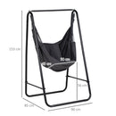Outsunny Patio Hammock Chair W/ Stand, Hanging Chair W/ Cushion, Armrest