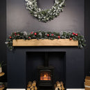 Premier 180cm (6ft) Festive Red Dressed Christmas Garland With Bows And Red Baubles
