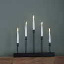 32cm Battery Operated Light Up Black Metal Christmas Candlebridge With 5 Warm White LEDs