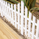 33cm Set of 4 White Plastic Picket Fence Garden Edging with Wood Effect