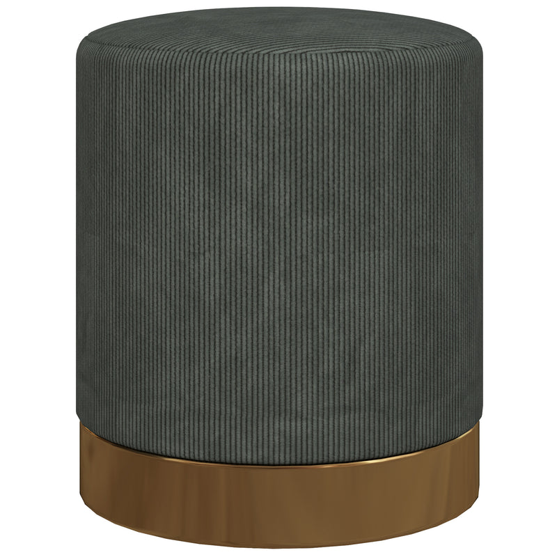 HOMCOM Modern Round Footstool, Fabric Upholstered Foot Rest, Light Brown