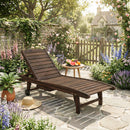 Outsunny Wooden Sun Lounger Outdoor Patio Sun Bed W/ Pull-out Table