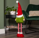 71cm Standing Christmas Gonk With Santa Hat And Extendable Legs In Reg And Green
