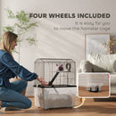 PawHut Hamster Cage, Three-Tier Gerbil Cage w/ Deep Bottom, Ramp, Food Dish