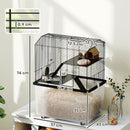 PawHut Hamster Cage, Three-Tier Gerbil Cage w/ Deep Bottom, Ramp, Food Dish