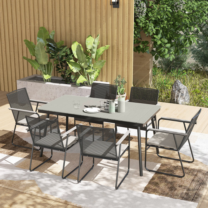 Outsunny 6 Seater Garden Dining Set with Cushions Rattan Backrest