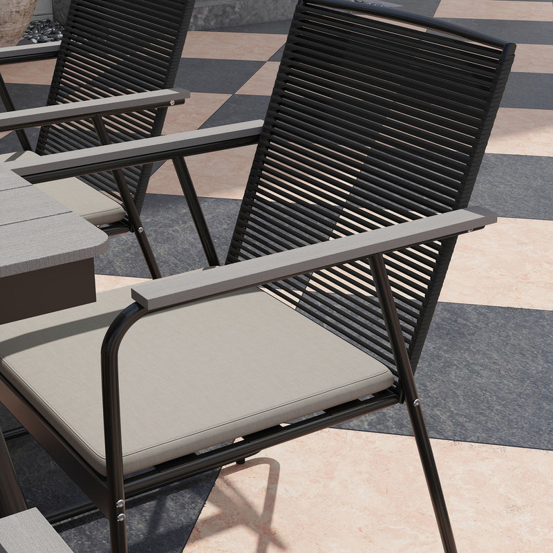 Outsunny 6 Seater Garden Dining Set with Cushions Rattan Backrest