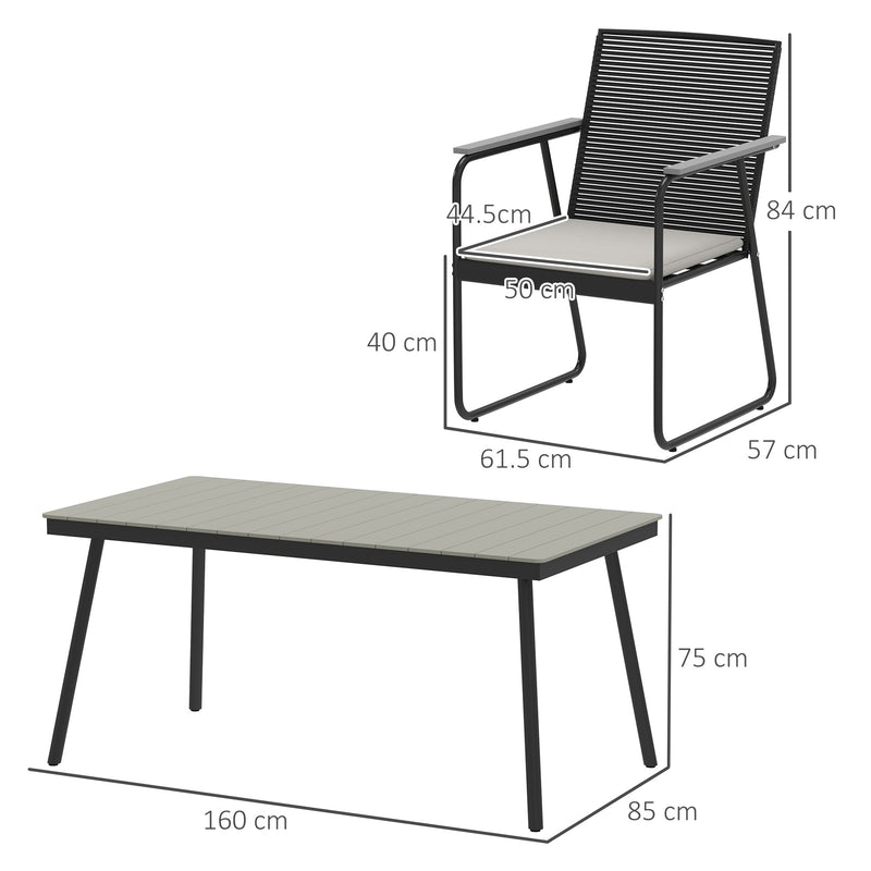 Outsunny 6 Seater Garden Dining Set with Cushions Rattan Backrest