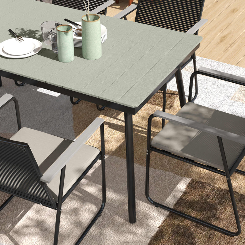 Outsunny 6 Seater Garden Dining Set with Cushions Rattan Backrest