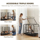 PawHut Heavy Duty Dog Crate, Large Dog Cage With Wheels And Tray
