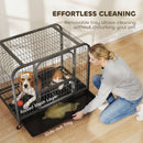 PawHut Heavy Duty Dog Crate, Large Dog Cage With Wheels And Tray