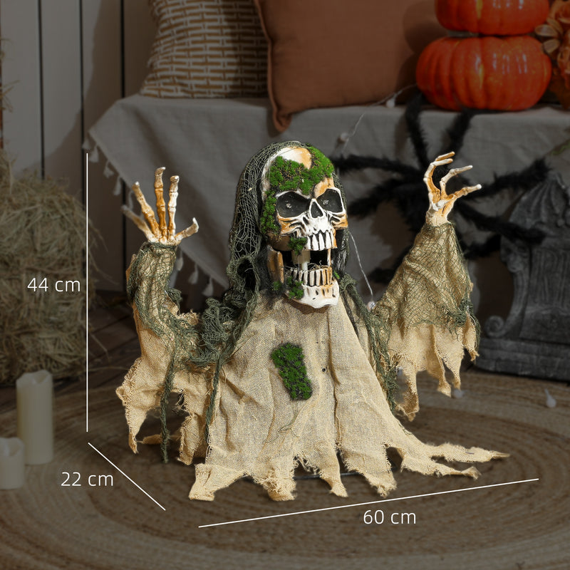 Outsunny Voice Activated Halloween Animatronics Skeleton, Battery Operated