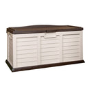 440L Heavy Duty Garden Patio Storage Box with Lockable Sit on Lid in Brown