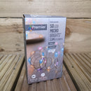 50 LED 2.5m Premier MicroBrights Indoor Outdoor Christmas Multi Function Battery Operated Lights with Timer on Pin Wire in Rainbow